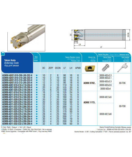 AEM90-AD07-D12-C10-L80-Z03-H концевая фреза AKKO