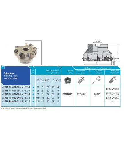 AFM66-PN0905-D100-A32-Z10 торцевая фреза AKKO